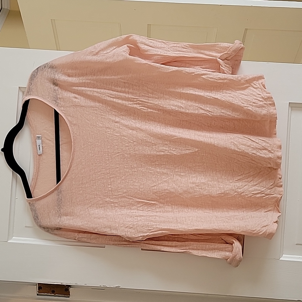 Vince Peach Shell Long Sleeve 100% Linen Tee tee top - M